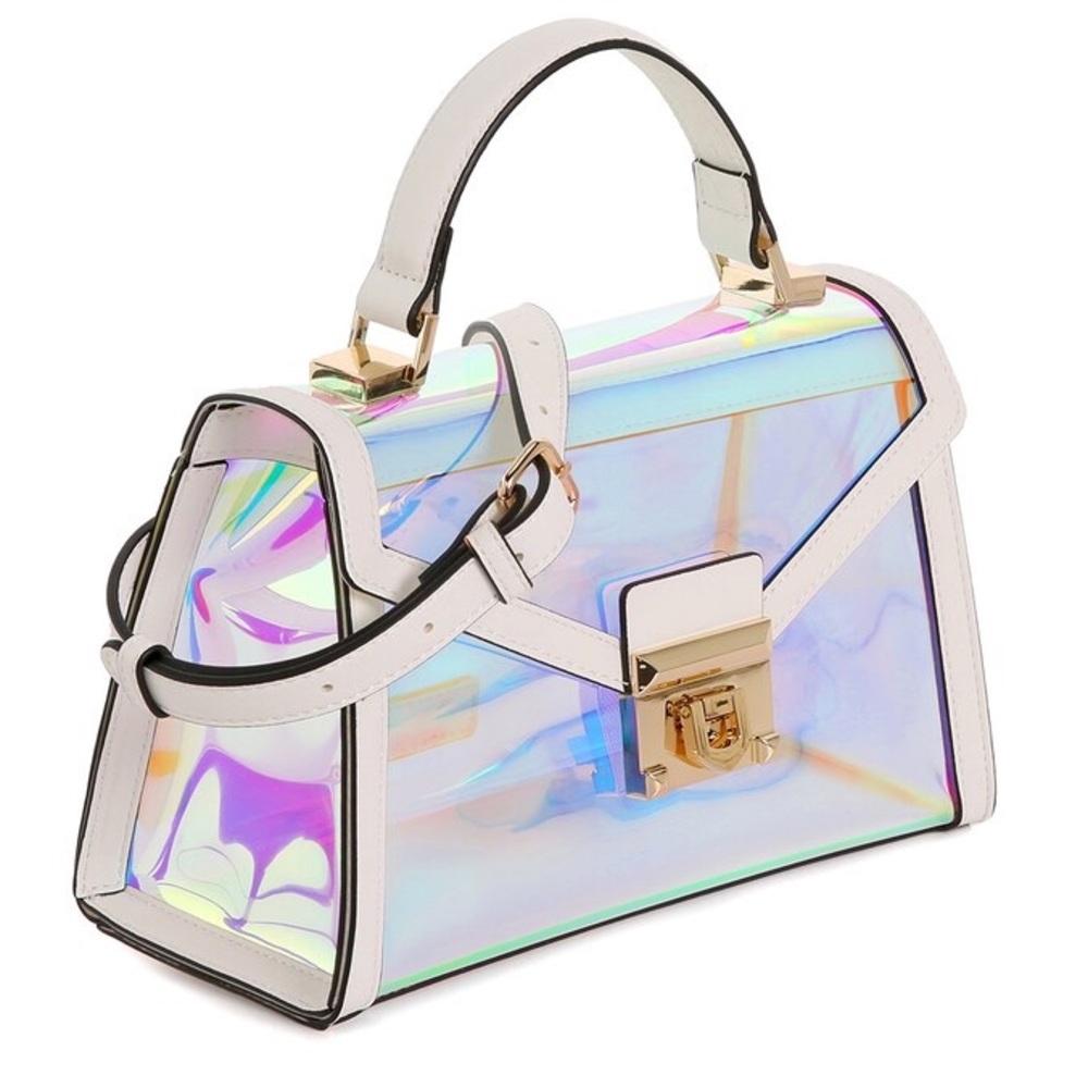 Aldo y2k Iridescent / Holographic purse with top handle, bright and fun!